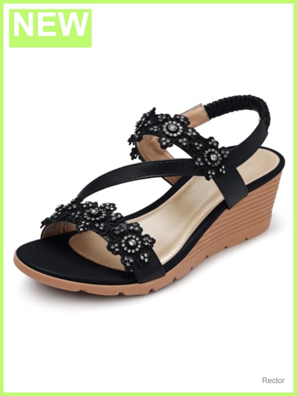 Womens Wedge Sandals Cushioned Arch Support Slip-On Summer Boho